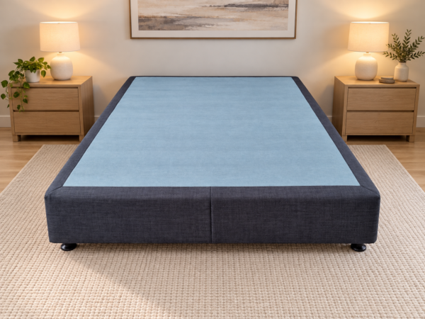 Charcoal Upholstered Timber Bed Base