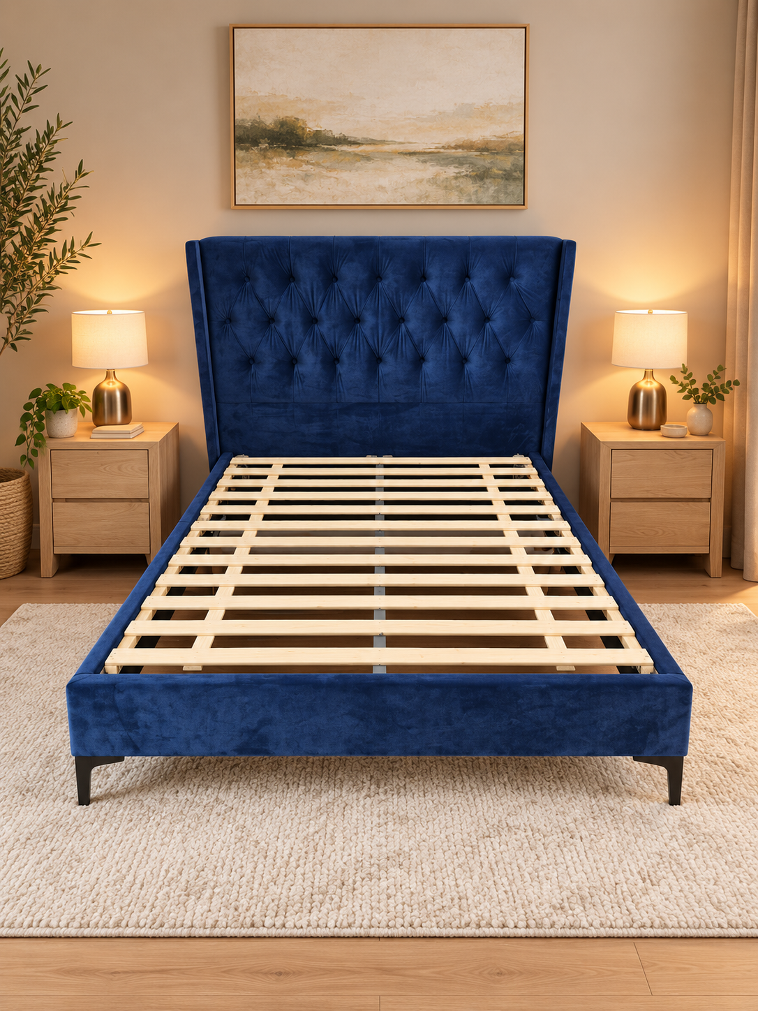 Bella Navy Velvet Bed Frame