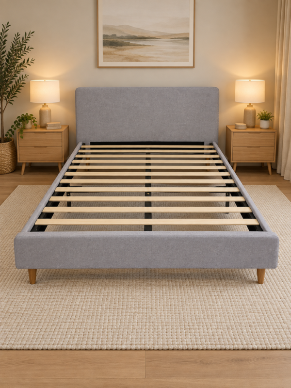 Bendigo Upholstered Bed Frame – Light Grey